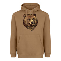 Toasted Coconut Grizzly Bear Head Heavyweight Hoodie - HowdyJamesFarm