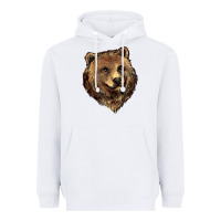 White Grizzly Bear Head Heavyweight Hoodie - HowdyJamesFarm