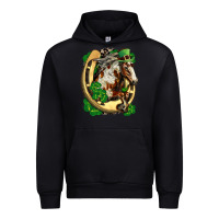 Black Horse with horseshoe st patricks day Urban Hoodie - FaDigitalArtStudio