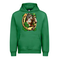 Emerald Horse with horseshoe st patricks day Urban Hoodie - FaDigitalArtStudio