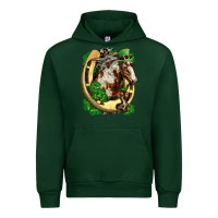 Forest Green Horse with horseshoe st patricks day Urban Hoodie - FaDigitalArtStudio