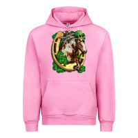 Fuchsia Pink Horse with horseshoe st patricks day Urban Hoodie - FaDigitalArtStudio