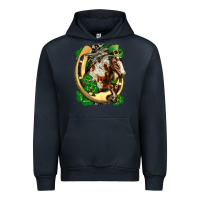 Navy Horse with horseshoe st patricks day Urban Hoodie - FaDigitalArtStudio