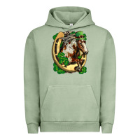 Pigment Oil Green Horse with horseshoe st patricks day Urban Hoodie - FaDigitalArtStudio