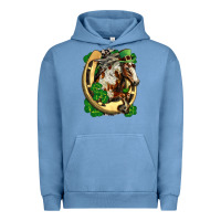 Pigment Pebble Blue Horse with horseshoe st patricks day Urban Hoodie - FaDigitalArtStudio