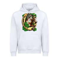 White Horse with horseshoe st patricks day Urban Hoodie - FaDigitalArtStudio