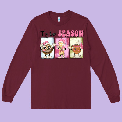 Christmas Tis The Season Long Sleeve Tee Designed By Maliassmallbusiness