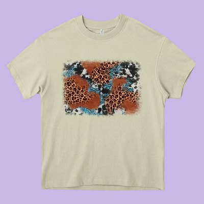 Leopard Cowhide Background Heavy Core Tee Designed By Barkaloodesign