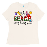 Bone the beach is my happy place Ladies Tee - CowhideDigitalArt