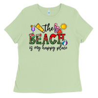 Matcha the beach is my happy place Ladies Tee - CowhideDigitalArt