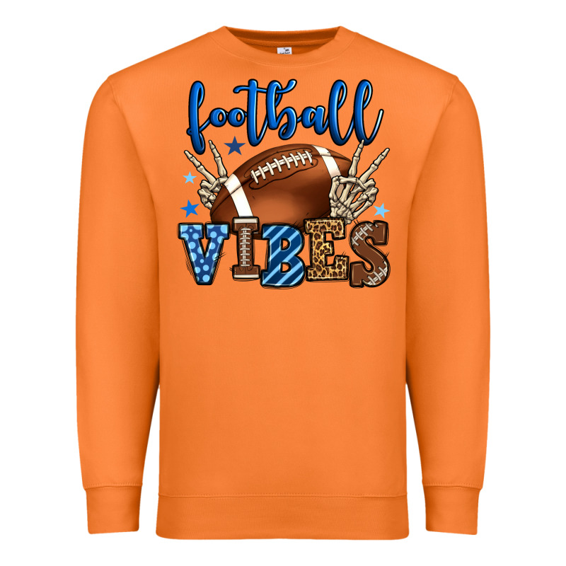 Football Vibes Blue And Grey Team Color Premium Sweatshirt by HowdyJamesFarm | Teevron
