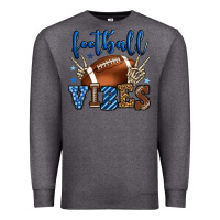 Charcoal Heather Football vibes blue and grey team color Premium Sweatshirt - HowdyJamesFarm