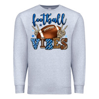 Heather Grey Football vibes blue and grey team color Premium Sweatshirt - HowdyJamesFarm