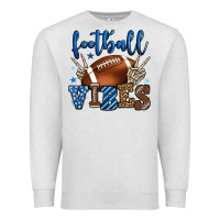 Oatmeal Heather Football vibes blue and grey team color Premium Sweatshirt - HowdyJamesFarm