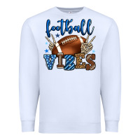 White Football vibes blue and grey team color Premium Sweatshirt - HowdyJamesFarm