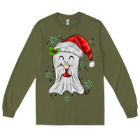 Army Green merry christmas ghost Long Sleeve Tee - MaliasSmallBusiness