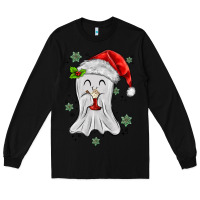 Black merry christmas ghost Long Sleeve Tee - MaliasSmallBusiness
