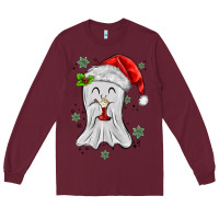 Burgundy merry christmas ghost Long Sleeve Tee - MaliasSmallBusiness