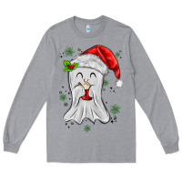 Heather Grey merry christmas ghost Long Sleeve Tee - MaliasSmallBusiness