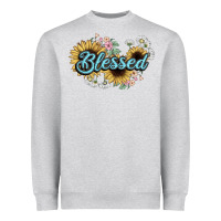Heather Grey blessed Heavyweight Sweatshirt - NancyCooperArtShop