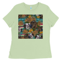 Matcha western two cute heifers seamless pattern Ladies Tee - HRA Design Shop