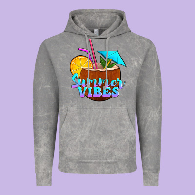 Summer Vibes Coconut Drink Vintage Hoodie Designed By Jasminsmagicworld