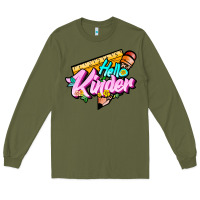 Army Green hello kinder Long Sleeve Tee - JahusDesignShop