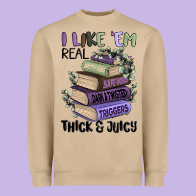 I Like Them Real Thick And Juicy Books Heavyweight Sweatshirt Designed By Maliassmallbusiness