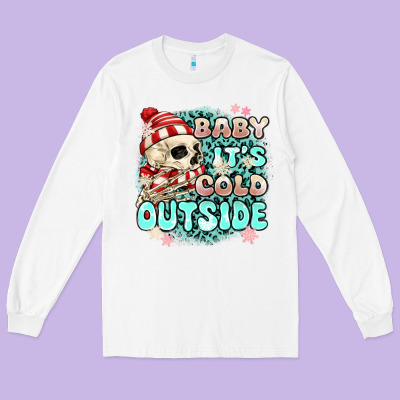Baby Its Cold Outside Skeleton Long Sleeve Tee Designed By Maliassmallbusiness