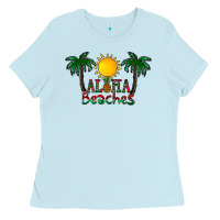 Baby Blue aloha beaches Ladies Tee - CowhideDigitalArt