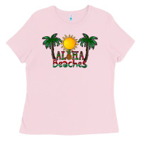 Bubblegum Pink aloha beaches Ladies Tee - CowhideDigitalArt