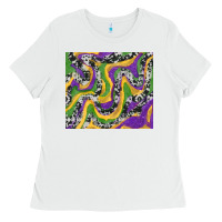 White mardi gras cowhide Ladies Tee - RanaPortraitStore