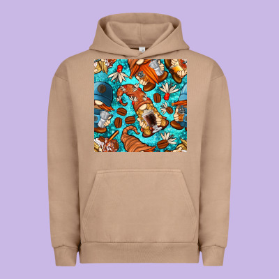 Coffee And Barista Gnomes With Glitter Seamless Pattern Bbs Urban Hoodie Designed By Bundleandbundleshop