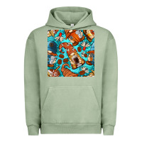Pigment Oil Green coffee and barista gnomes with glitter seamless pattern bbs Urban Hoodie - BundleAndBundleShop