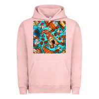 Pigment Salmon coffee and barista gnomes with glitter seamless pattern bbs Urban Hoodie - BundleAndBundleShop