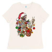 Bone Christmas lights and skeleton Ladies Tee - FaDigitalArtStudio