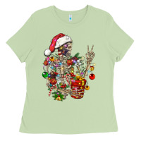 Matcha Christmas lights and skeleton Ladies Tee - FaDigitalArtStudio