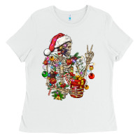 White Christmas lights and skeleton Ladies Tee - FaDigitalArtStudio