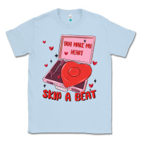 Dusty Blue heart record player Classic Tee - MaliasSmallBusiness