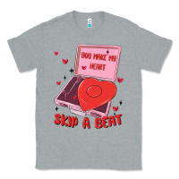 Heather Grey heart record player Classic Tee - MaliasSmallBusiness
