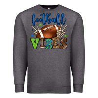 Charcoal Heather Football vibes green and blue Premium Sweatshirt - HowdyJamesFarm