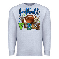 Heather Grey Football vibes green and blue Premium Sweatshirt - HowdyJamesFarm