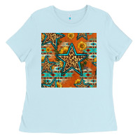 Baby Blue western stars seamless pattern Ladies Tee - HRA Design Shop