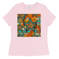 Bubblegum Pink western stars seamless pattern Ladies Tee - HRA Design Shop