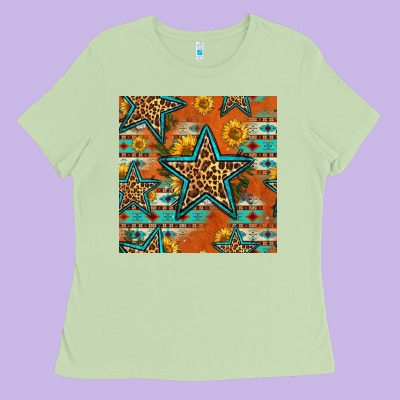 Western Stars Seamless Pattern Ladies Tee Designed By Hra Design Shop