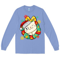 Colony Blue Christmas wreaths cat Long Sleeve Tee - MaliasSmallBusiness