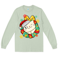Matcha Christmas wreaths cat Long Sleeve Tee - MaliasSmallBusiness