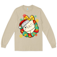 Mushroom Christmas wreaths cat Long Sleeve Tee - MaliasSmallBusiness
