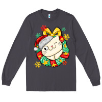 Smoke Christmas wreaths cat Long Sleeve Tee - MaliasSmallBusiness