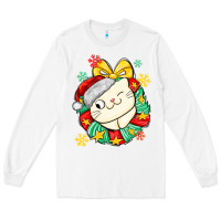 White Christmas wreaths cat Long Sleeve Tee - MaliasSmallBusiness
